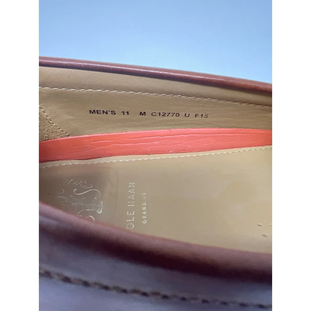 Cole Haan Chestnut Brown Leather Tassel Slip-Ons